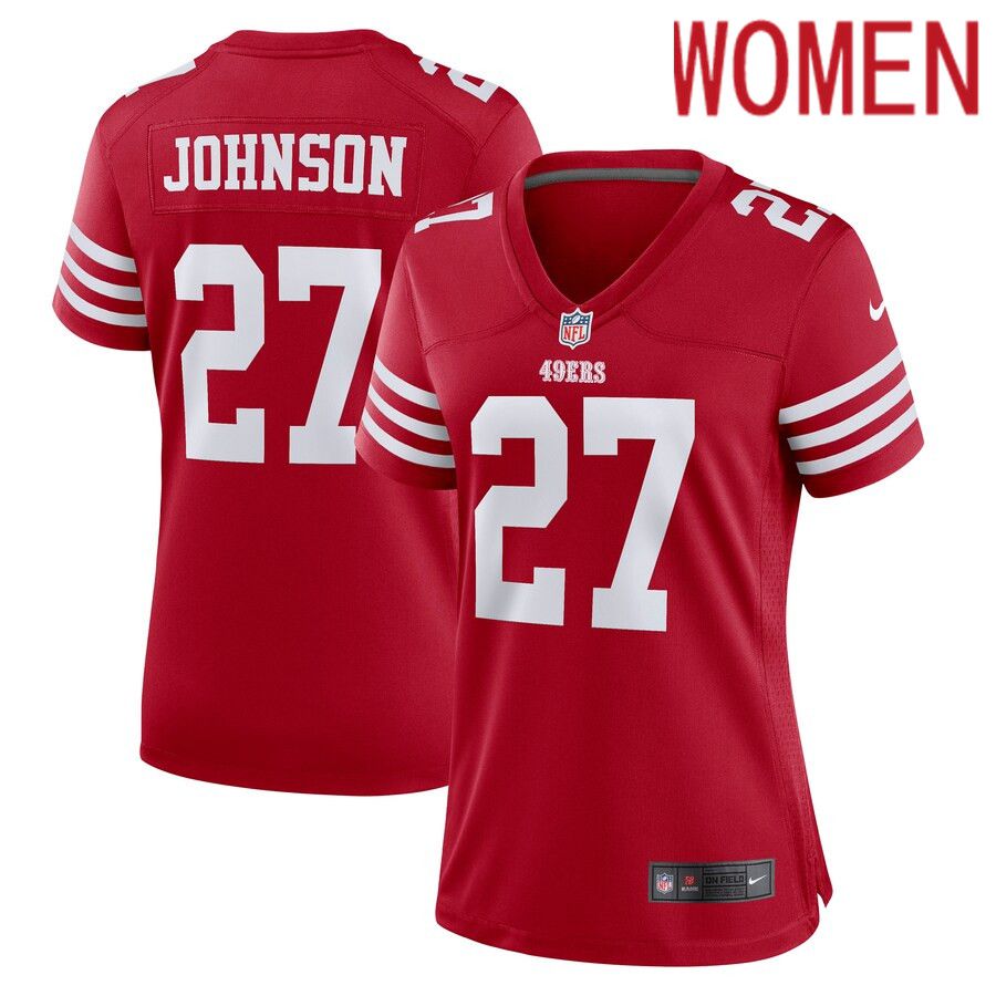 Women San Francisco 49ers #27 Dontae Johnson Nike Scarlet Game Player NFL Jersey